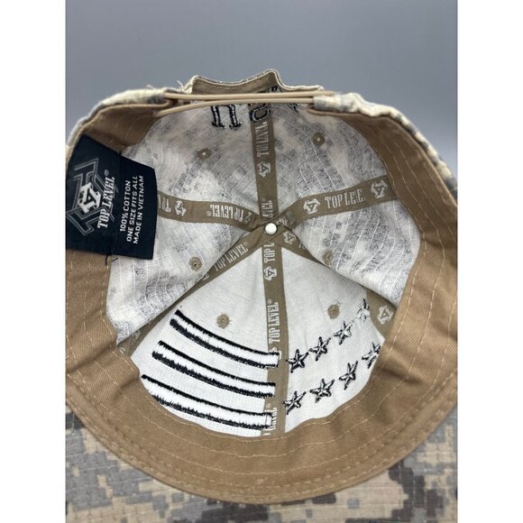 Top Level Men's Camouflage Snapback Hat Black Stars and Stripes USA Adjustable - Picture 9 of 9